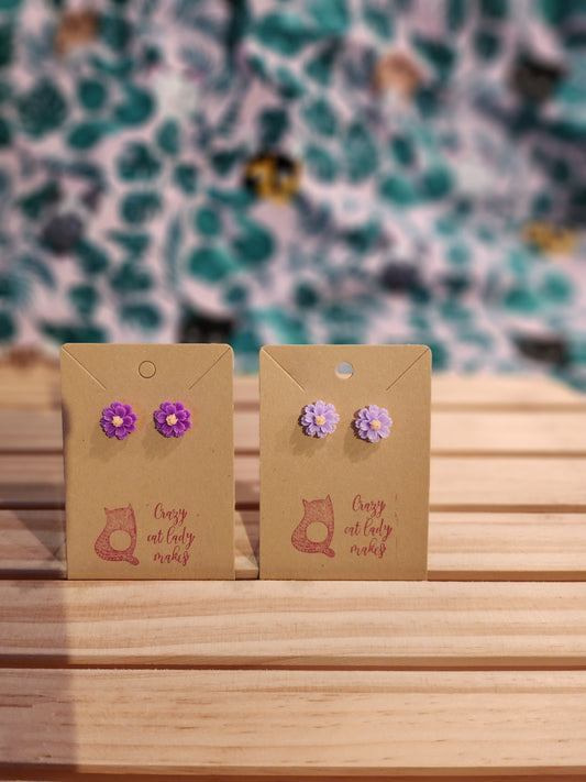 Purple daisy earrings