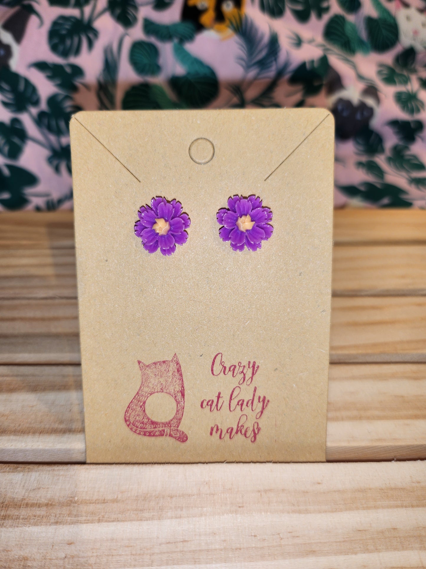 Purple daisy earrings